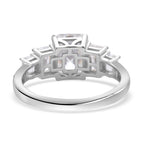 Moissanite (Radiant Cut) Ring in Rhodium Overlay Sterling Silver 4.28 Ct