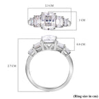 Moissanite (Radiant Cut) Ring in Rhodium Overlay Sterling Silver 4.28 Ct
