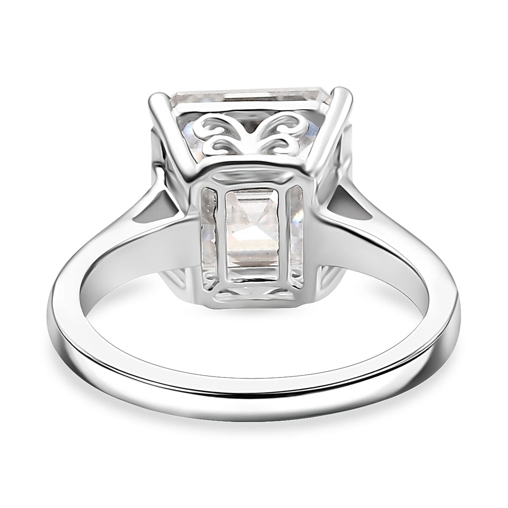 The 5ct Royal Asscher - Moissanite Asscher Cut Ring in Rhodium Overlay Sterling Silver 5.00 Ct.