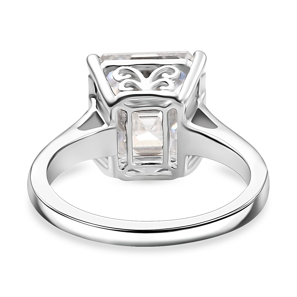 Moissanite Asscher Cut Solitaire Ring in Rhodium Overlay Sterling Silver 4.91 Ct. V32638398 5
