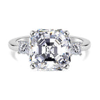 Moissanite Asscher Cut Ring in Rhodium Overlay Sterling Silver 5.40 Ct.