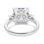 Moissanite Asscher Cut Ring in Rhodium Overlay Sterling Silver 5.40 Ct.