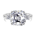 Moissanite Asscher Cut Ring in Rhodium Overlay Sterling Silver 5.40 Ct.