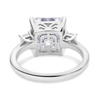 Moissanite Asscher Cut Ring in Rhodium Overlay Sterling Silver 5.40 Ct.