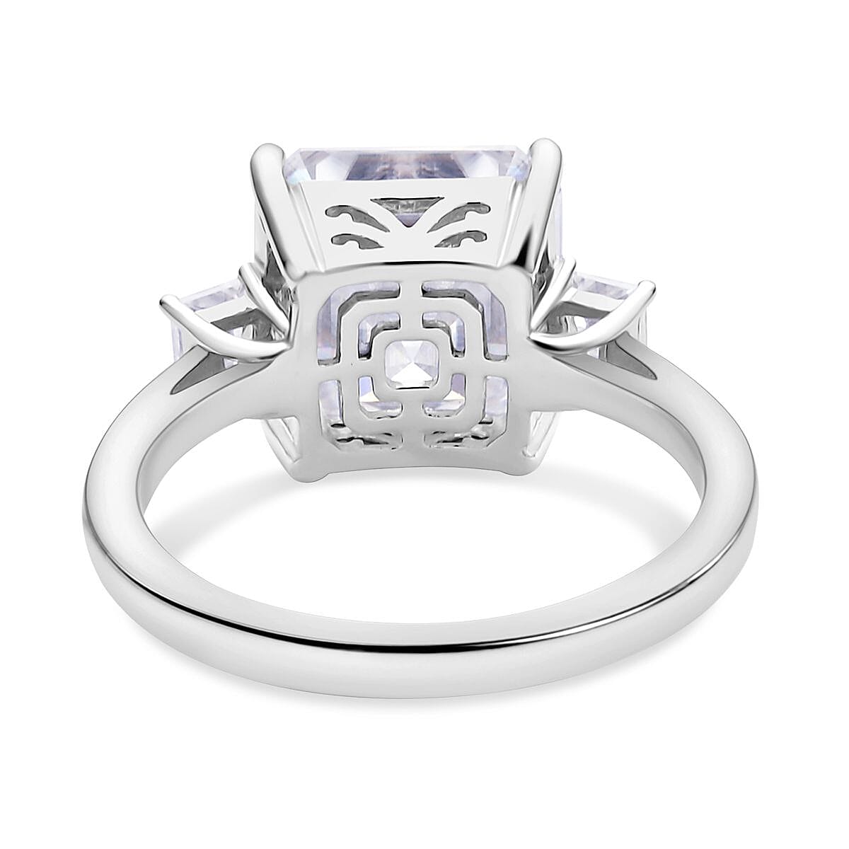Moissanite Asscher Cut Ring in Rhodium Overlay Sterling Silver 5.40 Ct. 7379175 9
