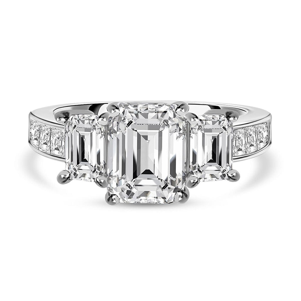 Moissanite Ring in Rhodium Overlay Sterling Silver 4.400ct
