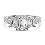 Moissanite Ring in Rhodium Overlay Sterling Silver 4.400ct