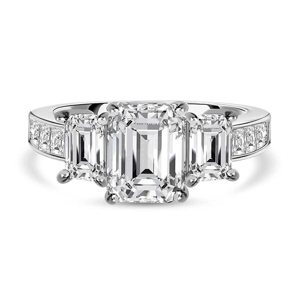 Moissanite Ring in Rhodium Overlay Sterling Silver 7322773 1