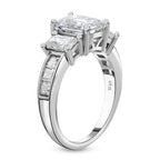 Moissanite Ring in Rhodium Overlay Sterling Silver 4.400ct