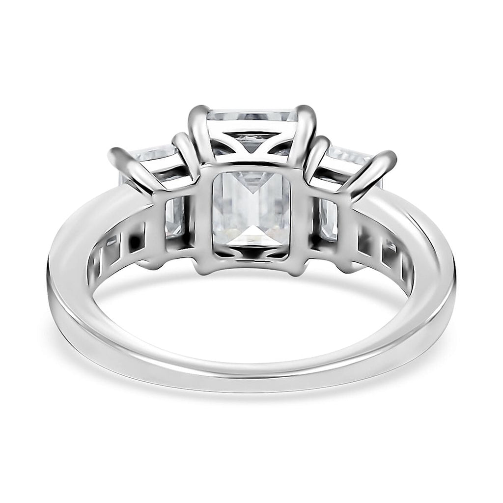 Moissanite Ring in Rhodium Overlay Sterling Silver 4.400ct