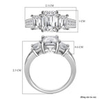 Moissanite Ring in Rhodium Overlay Sterling Silver 4.400ct