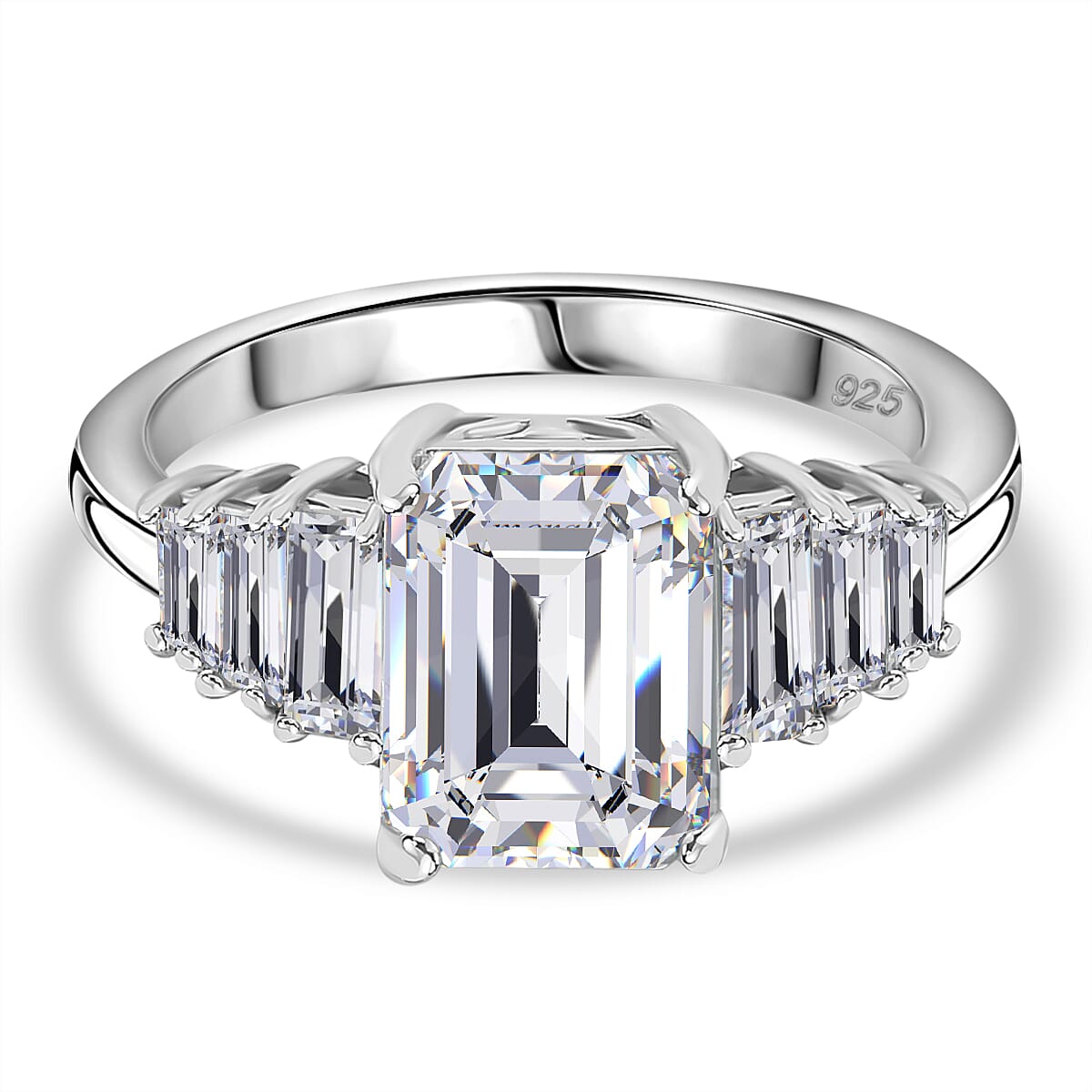 Moissanite Ring in Rhodium Overlay Sterling Silver 7861104 0