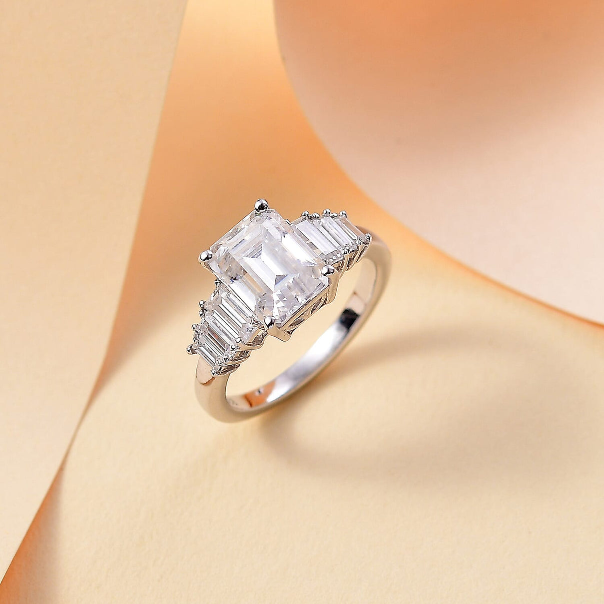 Moissanite Ring in Rhodium Overlay Sterling Silver 7861104 2
