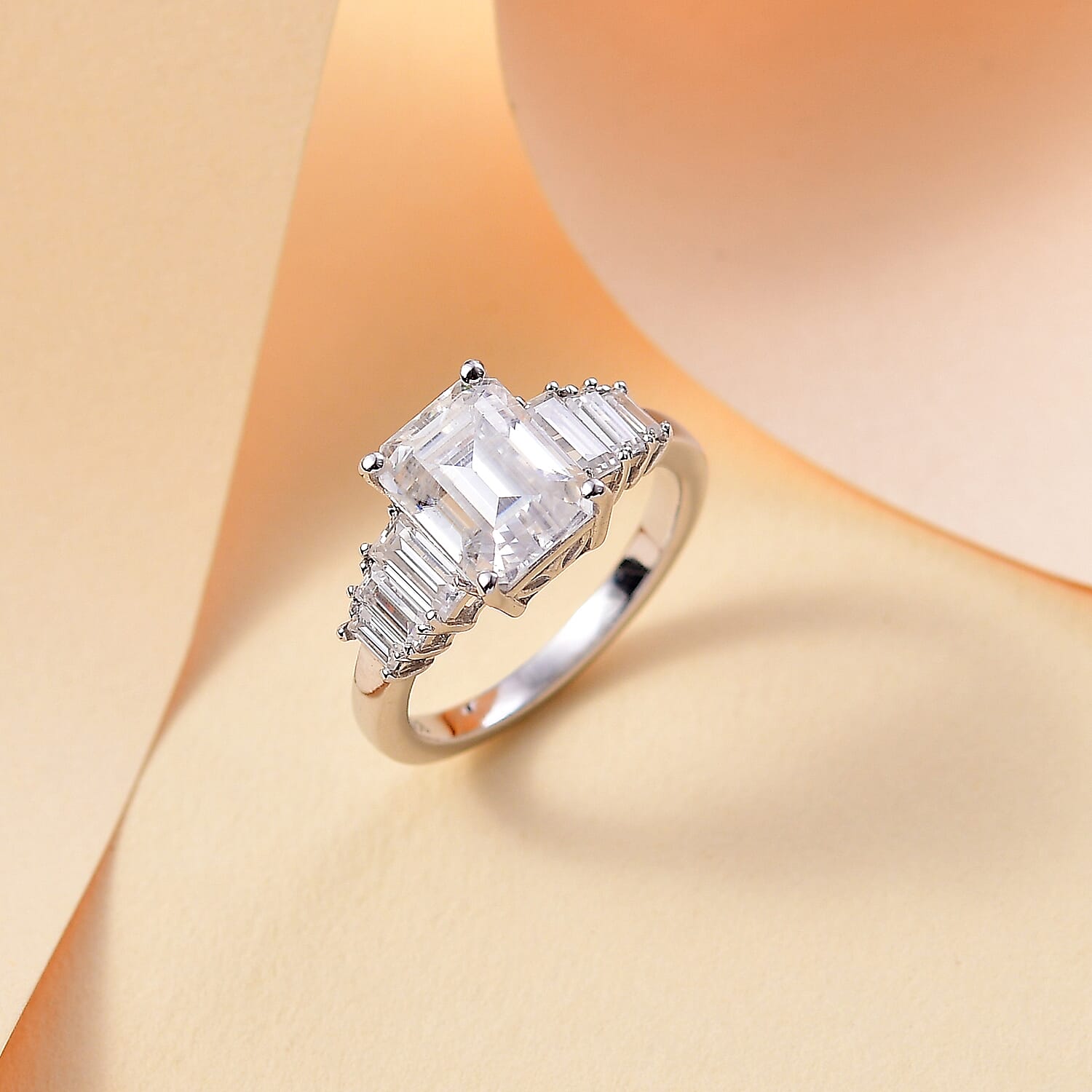 Moissanite Ring in Rhodium Overlay Sterling Silver 7861104 2
