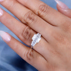 Moissanite Main Stone With Side Stone Ring in Rhodium Sterling Silver 3.27 Ct.