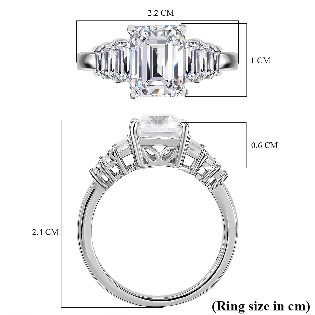 Moissanite Ring in Rhodium Overlay Sterling Silver 7861104 12