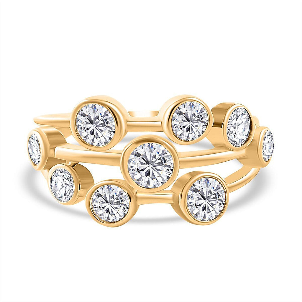 Preview Moissanite Smackdown - Designer Inspired - Moissanite Bubble Ring in 18K Vermeil YG Plated Sterling Silver 1.54 Ct