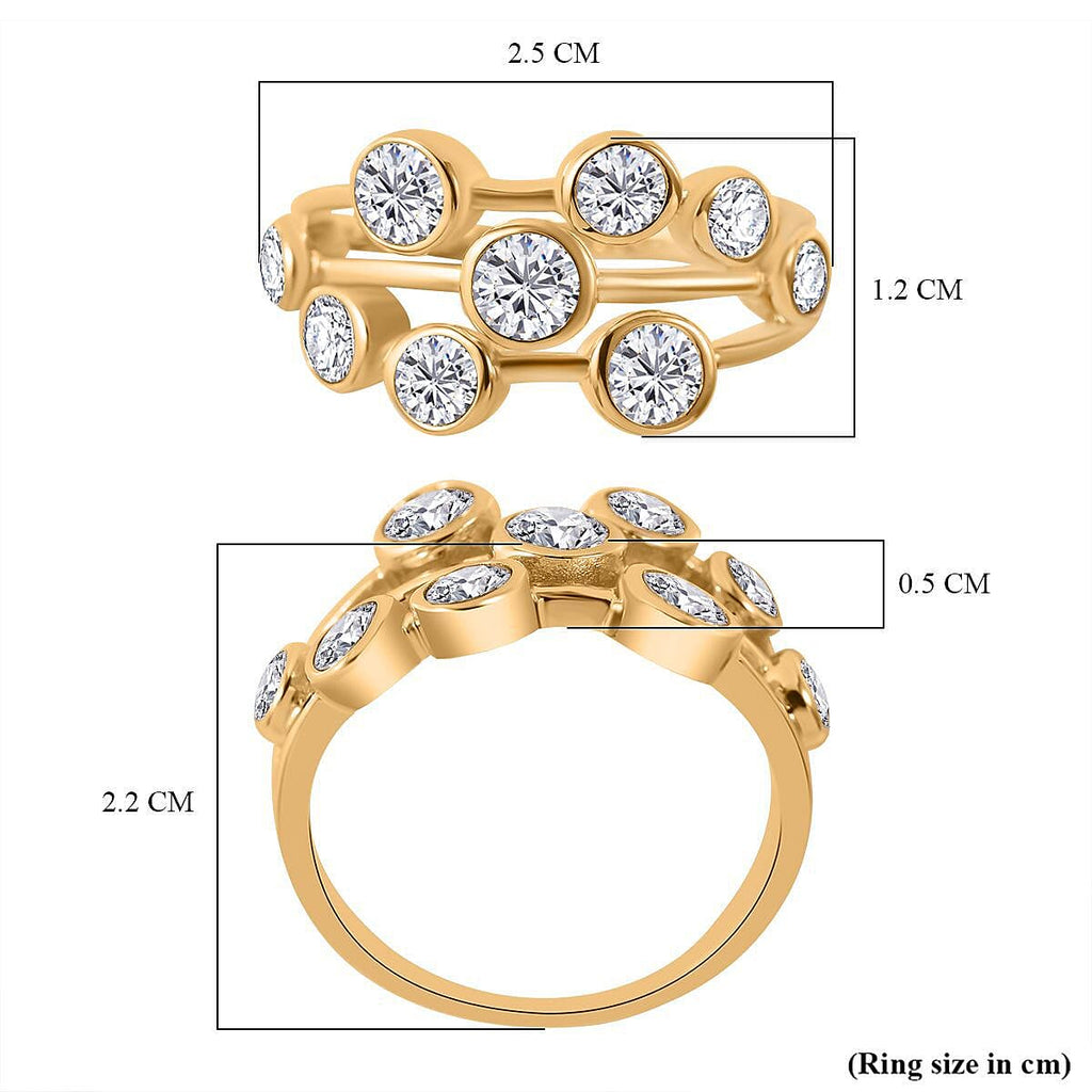 Preview Moissanite Smackdown - Designer Inspired - Moissanite Bubble Ring in 18K Vermeil YG Plated Sterling Silver 1.54 Ct