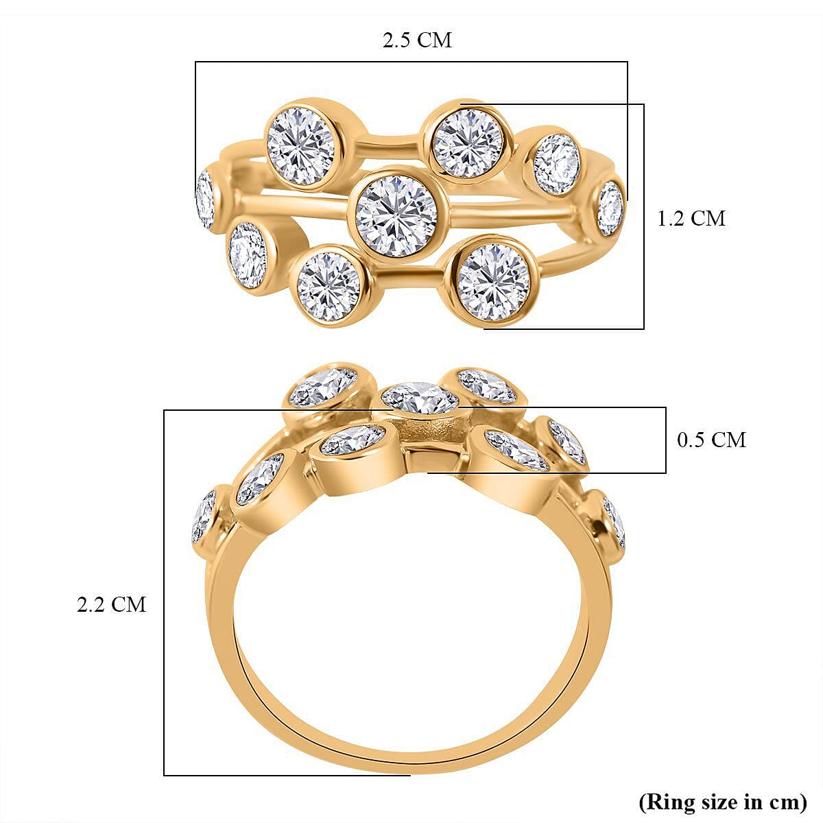 Designer Inspired - Moissanite Bubble Ring in 18K Vermeil YG Plated Sterling Silver 1.54 Ct 7752713 5