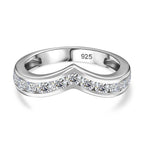 Designer Inspired Moissanite Wishbone Ring in Rhodium Overlay Sterling Silver