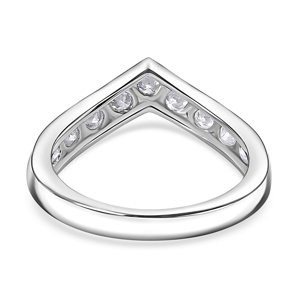 Brand New Arrival - Designer Moissanite Wishbone Ring in Rhodium Overlay Sterling Silver 7847640 4