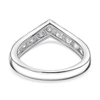Designer Inspired Moissanite Wishbone Ring in Rhodium Overlay Sterling Silver