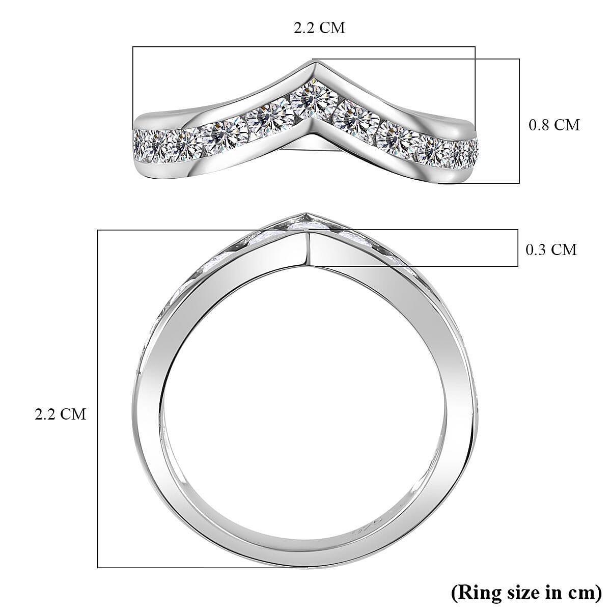 Brand New Arrival - Designer Moissanite Wishbone Ring in Rhodium Overlay Sterling Silver 7847640 5