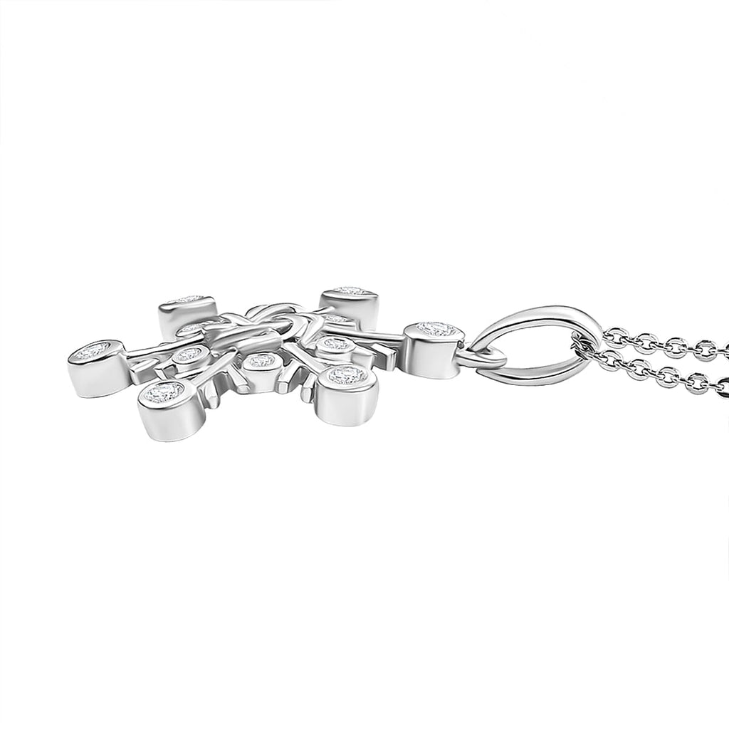 Moissanite Pendant with Chain (Size 20) in Rhodium Overlay Sterling Silver, Silver Wt. 7.40 Gms.