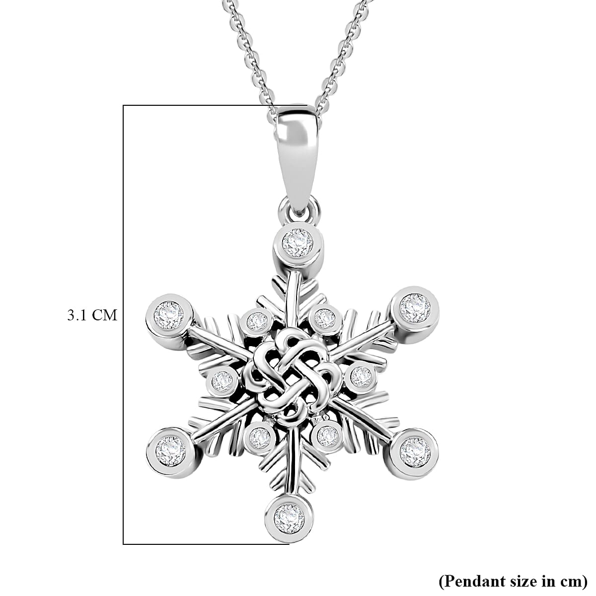 Moissanite Snowflake Pendant with Chain (Size 20) in Rhodium Overlay Sterling Silver 7.40 Ct. 4329539 18
