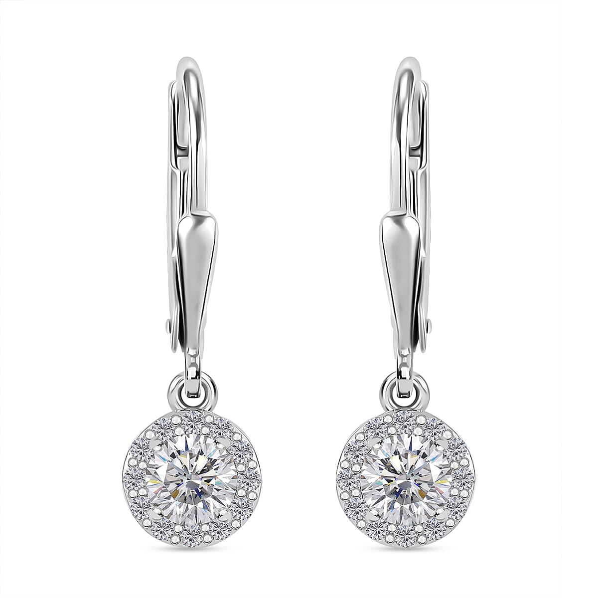 RADIANTA GRA Certified Moissanite D-VVS1 Solitaire Earrings With Lever Back in Rhodium Overlay Sterling Silver 1.01 Ct. 7967662 0