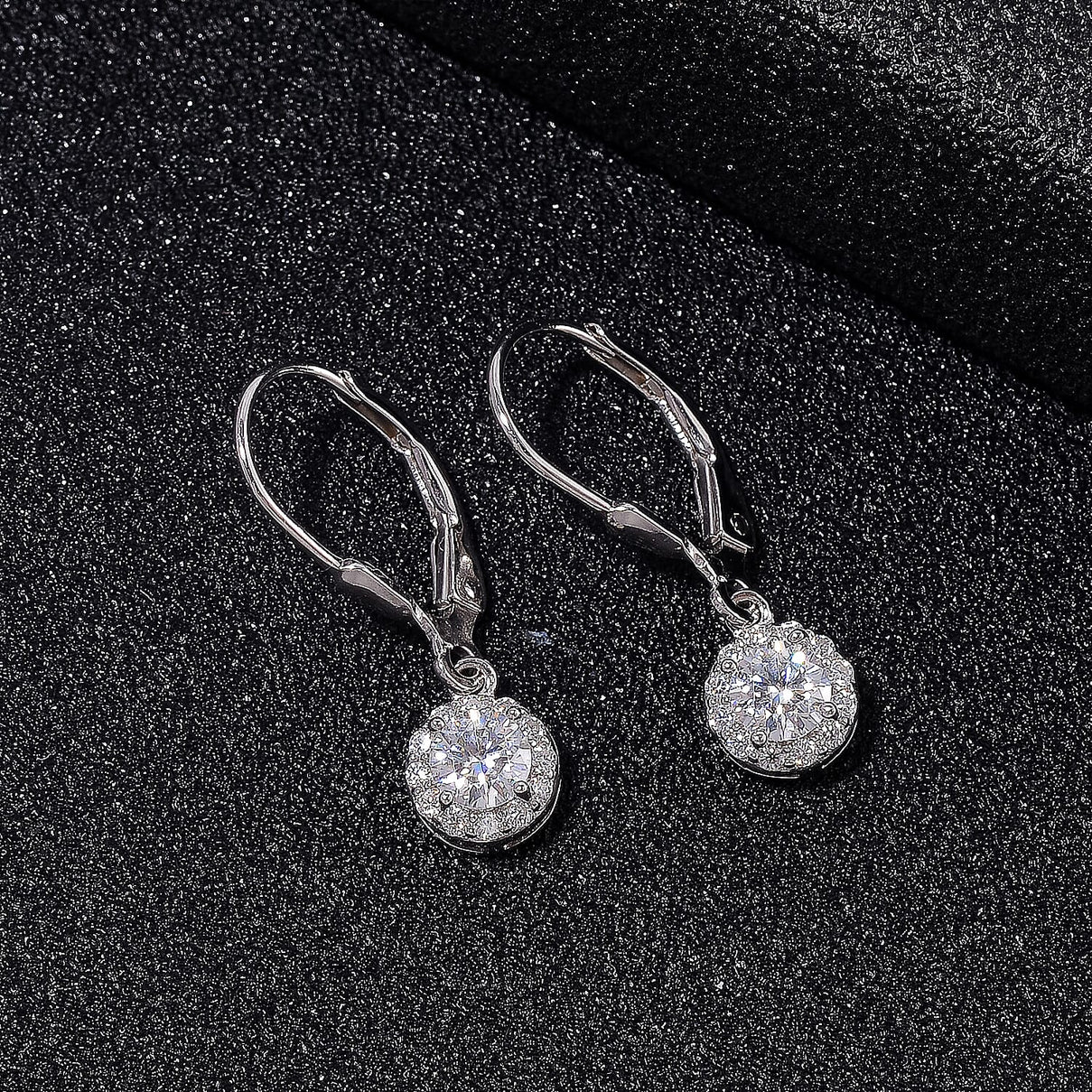 RADIANTA GRA Certified Moissanite D-VVS1 Solitaire Earrings With Lever Back in Rhodium Overlay Sterling Silver 1.01 Ct. 7967662 1