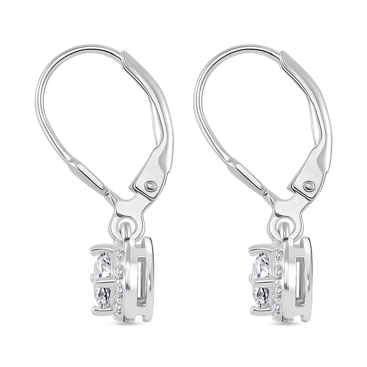 RADIANTA GRA Certified Moissanite D-VVS1 Solitaire Earrings With Lever Back in Rhodium Overlay Sterling Silver 1.01 Ct. 7967662 3