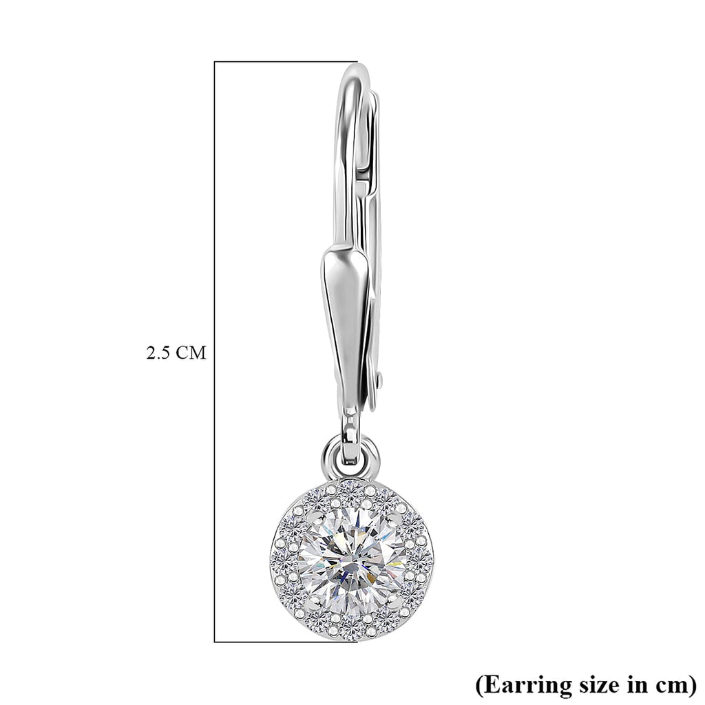 RADIANTA Moissanite - GRA Certified D-VVS1 Moissanite Solitaire Earring With Lever Back in Rhodium Overlay Sterling Silver 1.01 Ct.