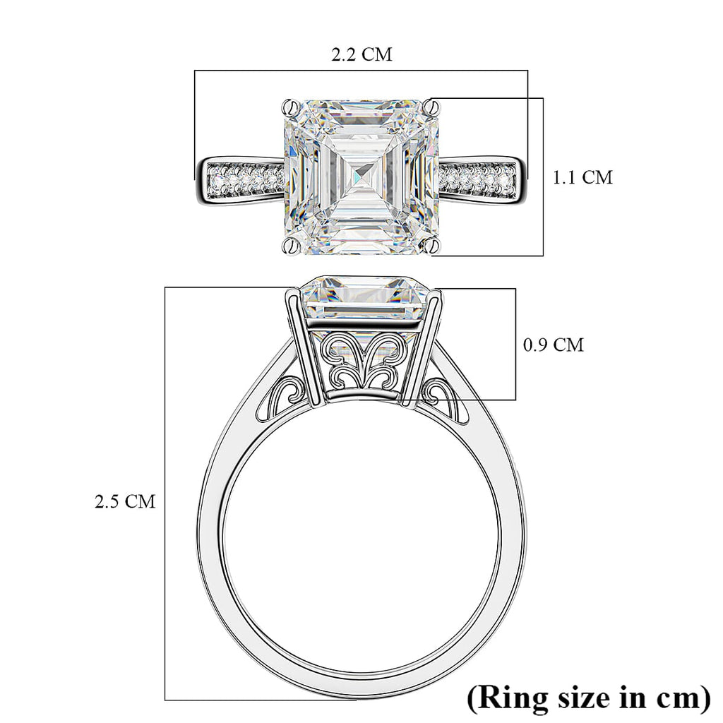 9K White Gold Moissanite Ring 5.50 Ct.