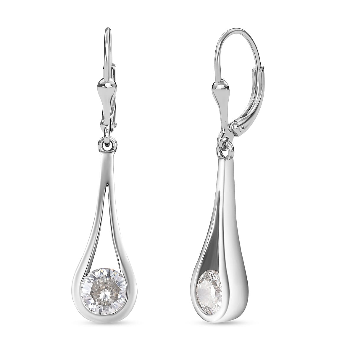 Moissanite Solitaire Drop Earrings in Platinum Overlay Sterling Silver 1.65 Ct. 7712252 0