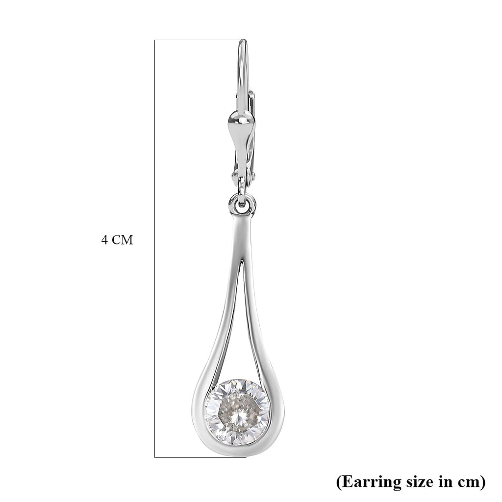 Moissanite Solitaire Earrings in Platinum Overlay Sterling Silver 1.65 Ct.