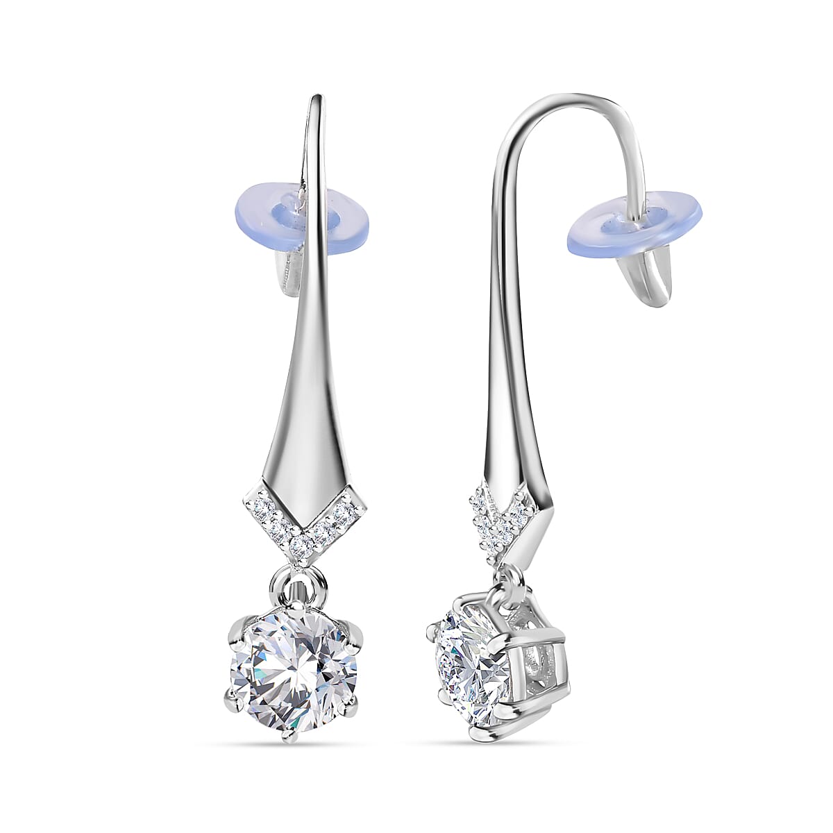 Moissanite Earrings in Rhodium Overlay Sterling Silver 1.52 Ct. 7784720 0