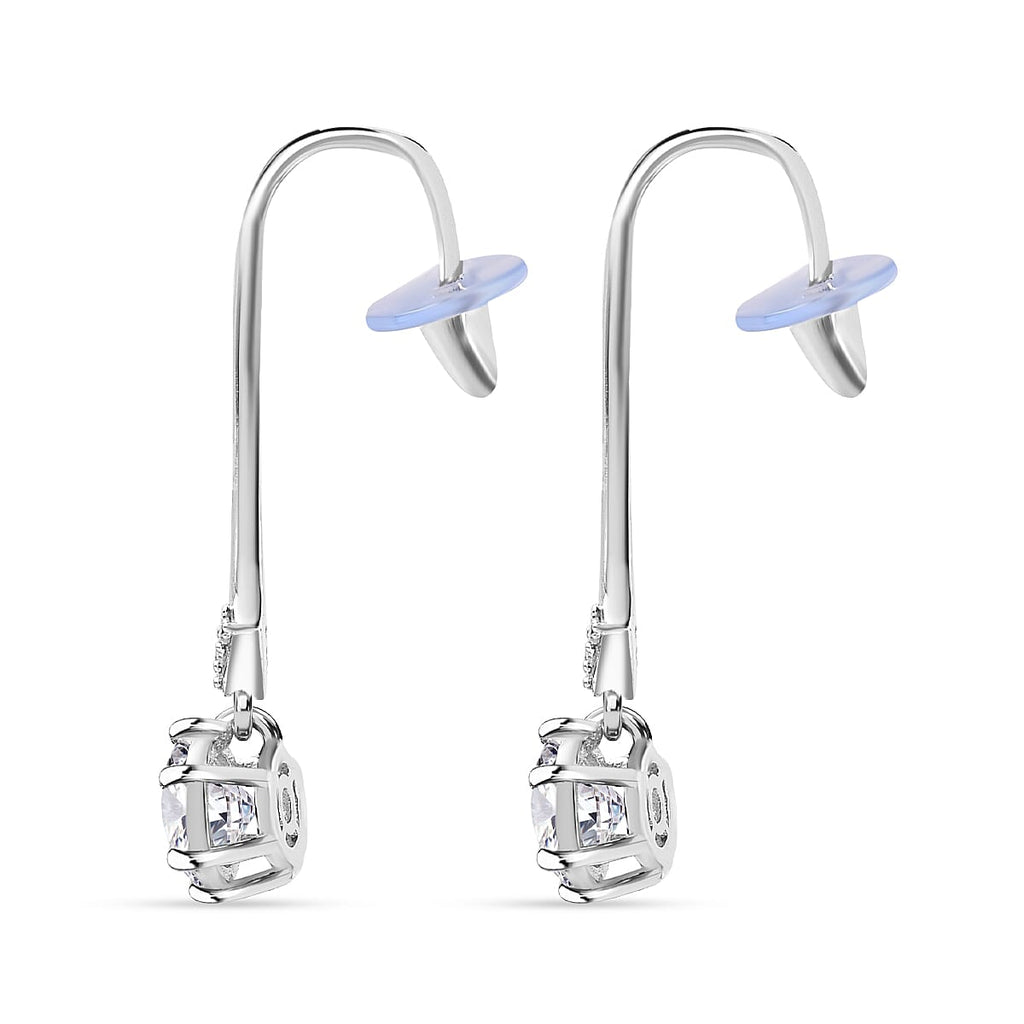 Moissanite Earrings in Rhodium Overlay Sterling Silver 1.52 Ct.
