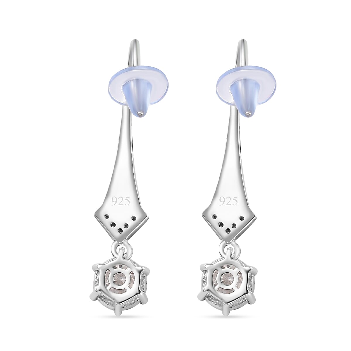 Moissanite Earrings in Rhodium Overlay Sterling Silver 1.52 Ct. 7784720 5
