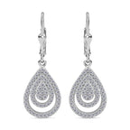 Moissanite  Solitaire Lever Back Earring in rhodium Sterling Silver 1.39 ct  1.218  Ct.