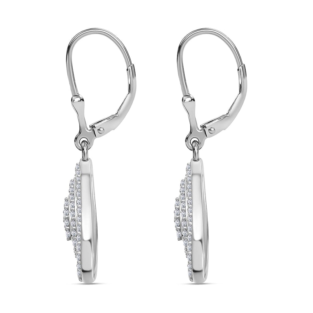 Moissanite  Solitaire Lever Back Earring in rhodium Sterling Silver 1.39 ct  1.218  Ct.
