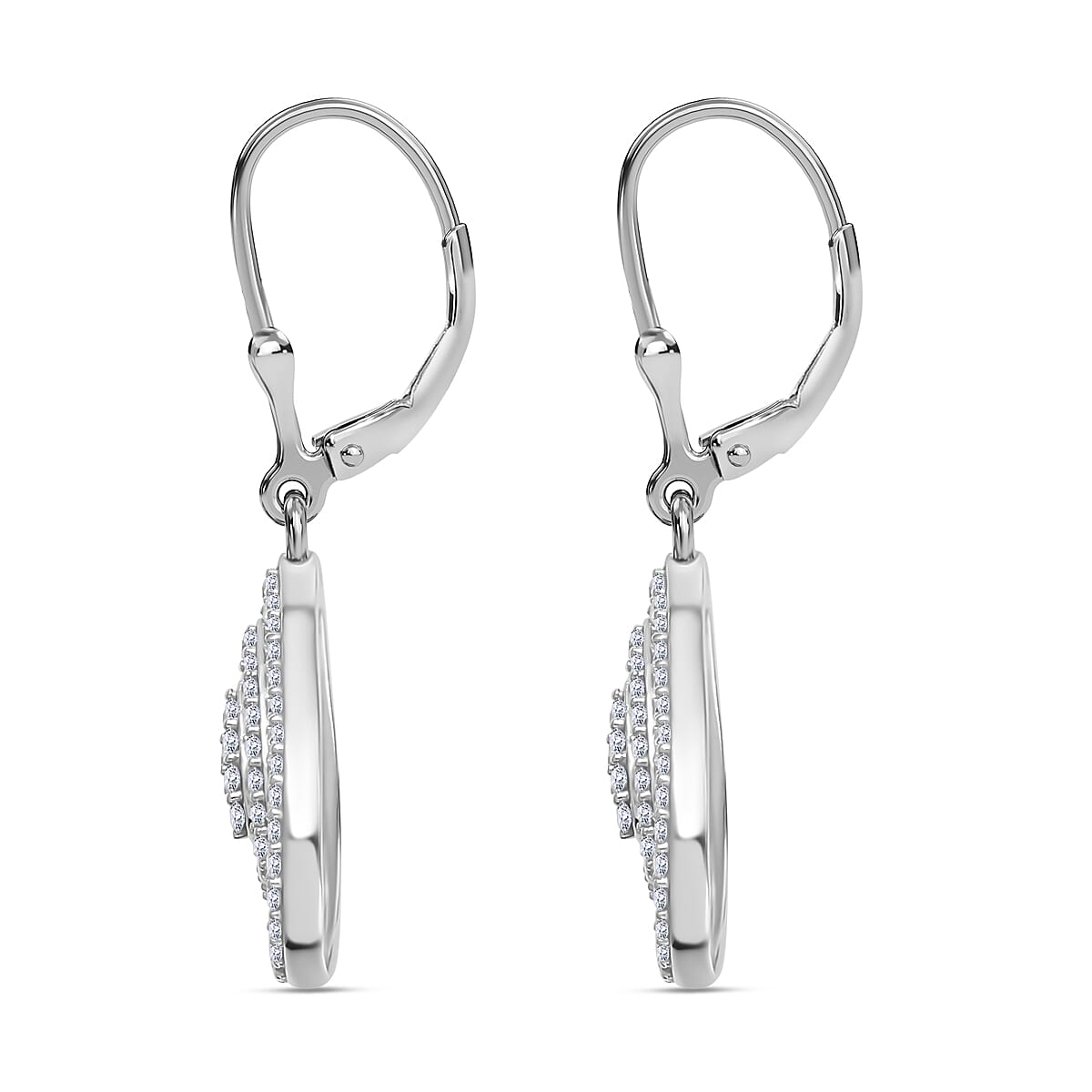 Moissanite Drop Lever Back Earrings in Rhodium Overlay Sterling Silver 7853238 4