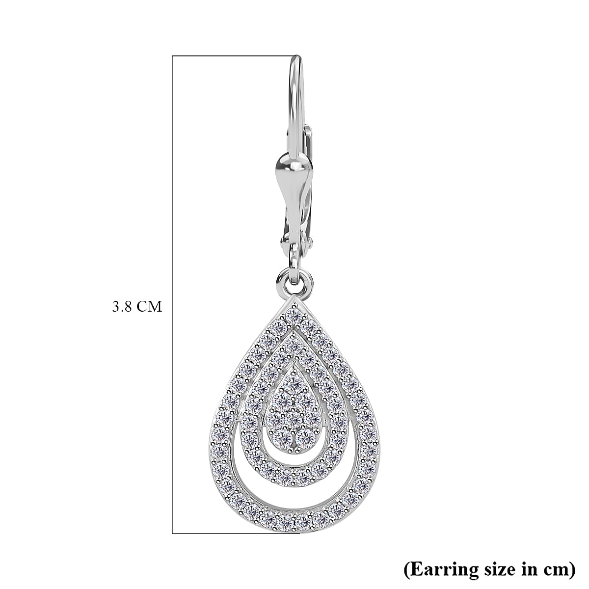 Moissanite Drop Lever Back Earrings in Rhodium Overlay Sterling Silver 7853238 6