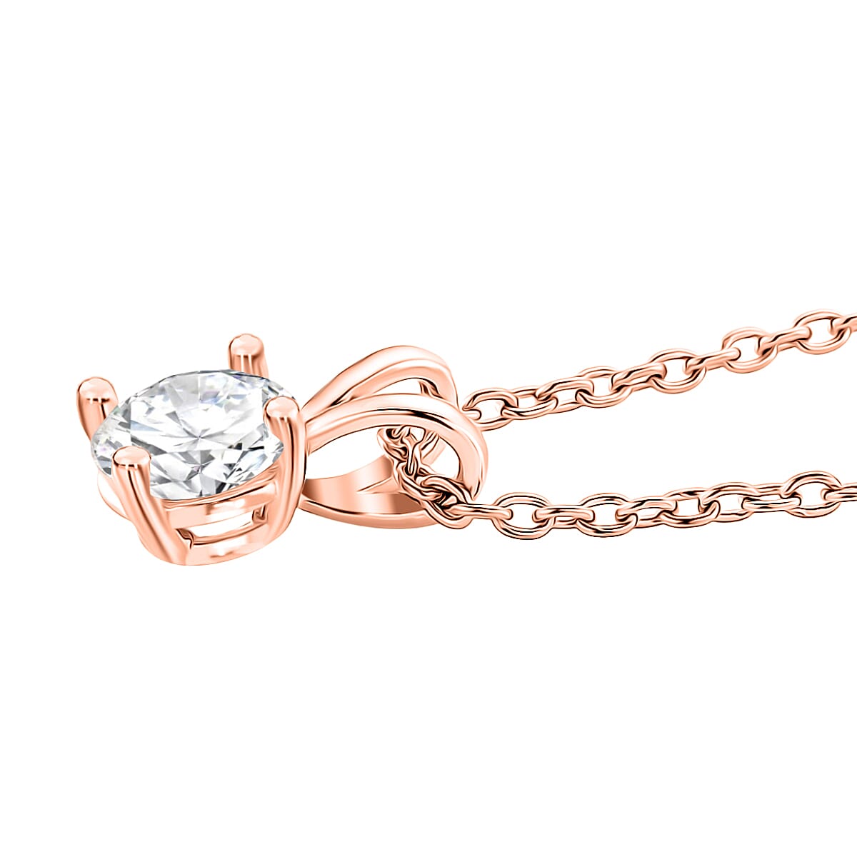 D'Joy 1 Ct. Moissanite Solitaire Pendant with Chain (Size 20) in Rose Gold Plated Sterling Silver 4440332 3