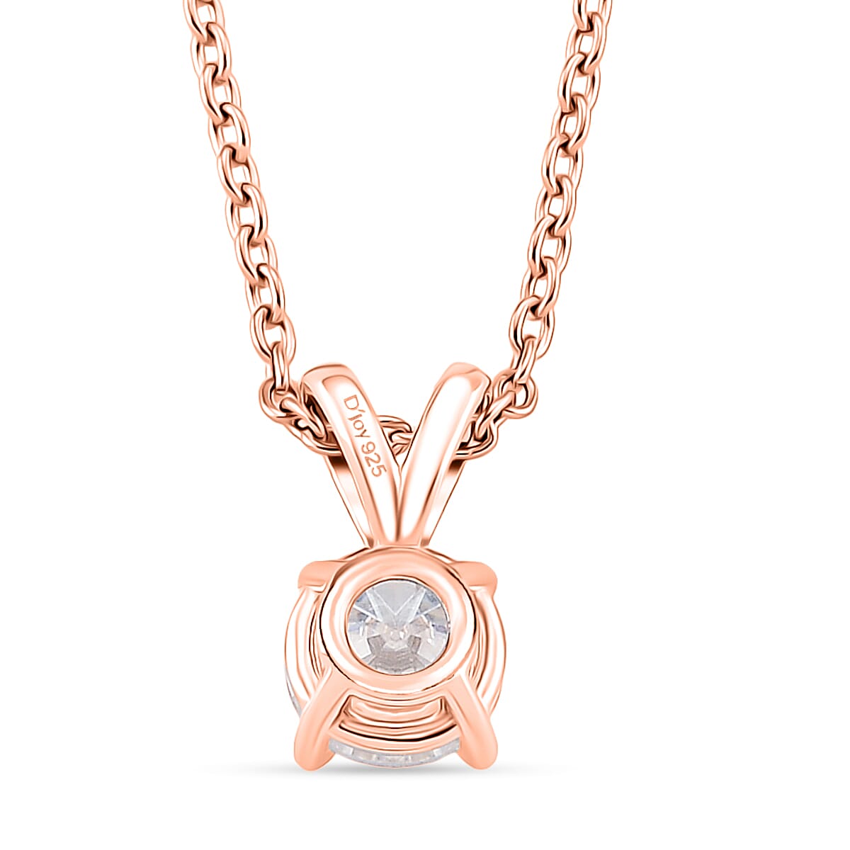 D'Joy 1 Ct. Moissanite Solitaire Pendant with Chain (Size 20) in Rose Gold Plated Sterling Silver 4440332 4
