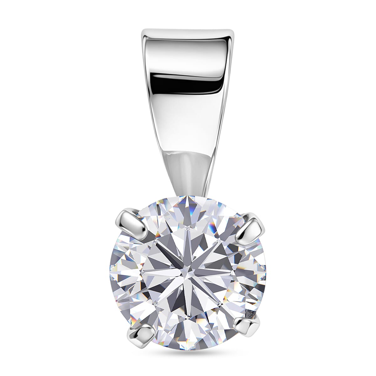 Moissanite Solitaire Pendant in Platinum Overlay Sterling Silver 8498174 0