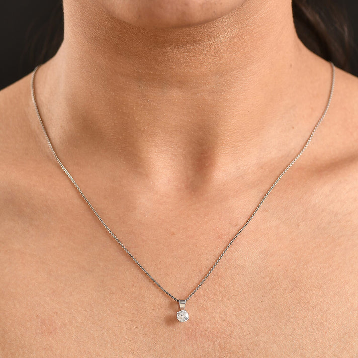Moissanite Solitaire Pendant in Platinum Overlay Sterling Silver 8498174 2