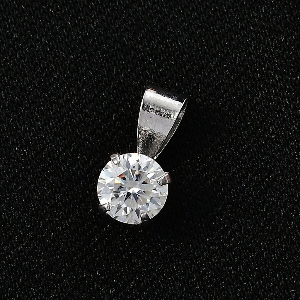 Moissanite Solitaire Pendant in Platinum Overlay Sterling Silver