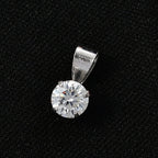 Moissanite Solitaire Pendant in Platinum Overlay Sterling Silver