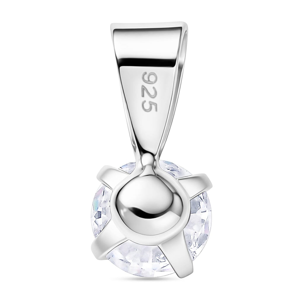 Moissanite Solitaire Pendant in Platinum Overlay Sterling Silver